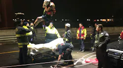 Spokane, WA, firefighters rescued a man who was trapped 80 feet below a bridge at the edge of the Spokane River early Thursday.