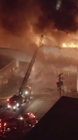 More than 40 Dearborn, MI, firefighters battled warehouse blaze for 12 hours, from Christmas night until Thursday morning.