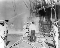 This is the last photograph of the members of the Texas City, TX, Volunteer Fire Department who responded to the fire on the ship Grandcamp on April 16, 1947. The fire erupted from ammonium nitrate that was aboard the ship. The chemical eventually exploded, killing all 29 members. Research shows that most emergency responders are killed and injured by common hazardous materials, including ammonium nitrate, rather than exotic chemicals. This is the last photograph of the members of the Texas City, TX, Volunteer Fire Department who responded to the fire on the ship Grandcamp on April 16, 1947. The fire erupted from ammonium nitrate that was aboard the ship. The chemical eventually exploded, killing all 29 members. Research shows that most emergency responders are killed and injured by common hazardous materials, including ammonium nitrate, rather than exotic chemicals.