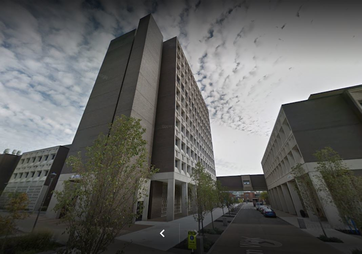 The fire damaged the seventh floor of Furnas Hall at the University of Buffalo.