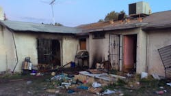 Las Vegas and Clark County firefighters needed to cut through burglar bars to rescue four people trapped inside a burning house early Thursday. Las Vegas and Clark County firefighters needed to cut through burglar bars to rescue four people trapped inside a burning house early Thursday.