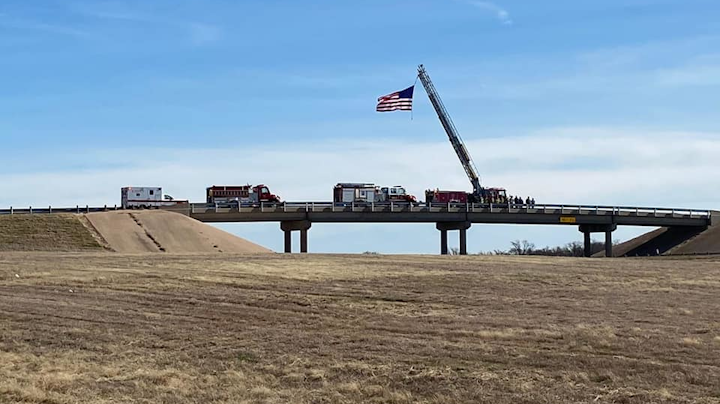 Mourners paid respect Monday as the bodies of Lubbock, TX, Fire Lt. Eric Hill and police officer Nicholas Reyna were escorted home to Lubbock from Fort Worth.