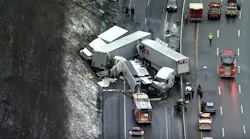Five people were killed and at least 60 injured after a New York City buss lost control on the Pennsylvania Turnpike in Mount Pleasant Township, causing a chain-reaction accident.