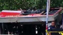 A Phoenix fire apparatus was responding to a call on April 7 when it collided with a pickup truck, killing the occupants and injuring three firefighters. A Phoenix fire apparatus was responding to a call on April 7 when it collided with a pickup truck, killing the occupants and injuring three firefighters.