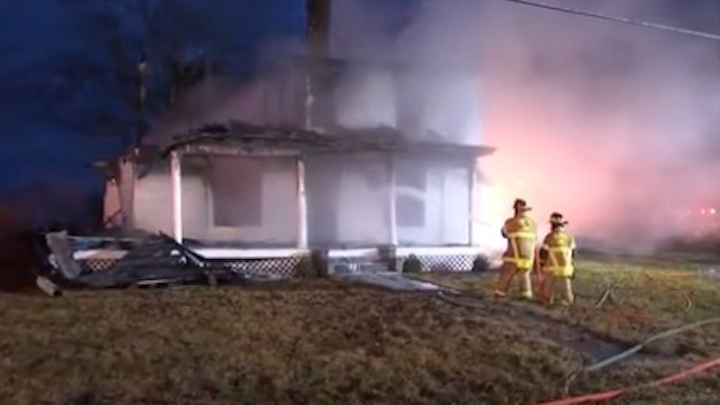 A Harrison Township, OH, firefighter was taken to the hospital in stable condition early Monday after stepping on a live power line while responding to a house blaze.