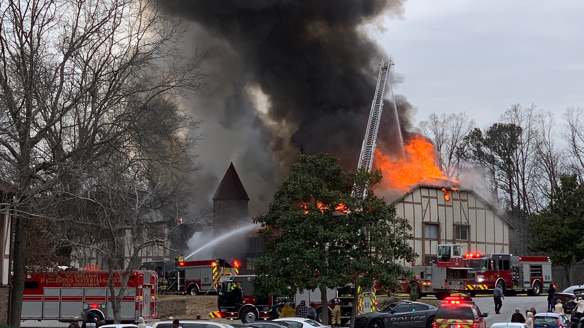 South Fulton, GA, firefighters rescued two men from the third floor of a burning apartment complex Wednesday.