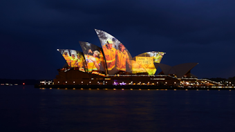 A tribute thanking the firefighters battling Australia's wildfires was displayed Saturday on the sails of the Sydney Opera House.