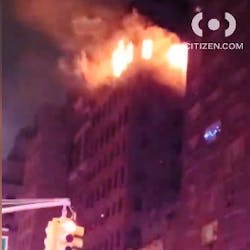 Five FDNY firefighters were injured&mdash;one seriously&mdash;while battling a two-alarm blaze that broke out on the 14th floor of a Manhattan high-rise early Wednesday.