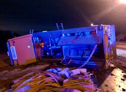 Lee's Summit Pumper 5 rolled on an icy road Friday morning. Lee's Summit Pumper 5 rolled on an icy road Friday morning.