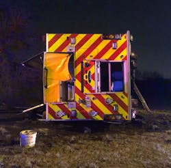 The pumper rolled over while returning from station coverage. The pumper rolled over while returning from station coverage.