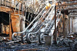 A direct attack to control a fire at a public assembly building often is the best method for saving lives. However, each type of such a building presents its own challenges; for example, evacuation that’s necessitated by a fire in a movie theater (results of which are shown here) could be hampered when customers who are told to leave the theater won’t do so until they receive a refund. A direct attack to control a fire at a public assembly building often is the best method for saving lives. However, each type of such a building presents its own challenges; for example, evacuation that’s necessitated by a fire in a movie theater (results of which are shown here) could be hampered when customers who are told to leave the theater won’t do so until they receive a refund.