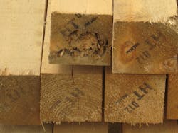 Every system has a point of diminishing return that renders a system ineffective. Timber can be used for cribbing or lifting, but it must have sufficient strength to do the job, or it will fail, as the piece of timber at top center has. A minimum of eight rings per inch is suggested for strength in timber, and no rot or decay should be present. Every system has a point of diminishing return that renders a system ineffective. Timber can be used for cribbing or lifting, but it must have sufficient strength to do the job, or it will fail, as the piece of timber at top center has. A minimum of eight rings per inch is suggested for strength in timber, and no rot or decay should be present.