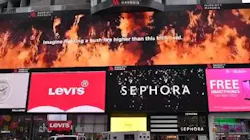 A 70-foot billboard in New York City's Times Square thanks U.S. firefighters for their help battling Australian wildfires.