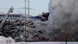Firefighters battled a two-blaze that broke out an auto recycling yard in Becker, MN. Firefighters battled a two-blaze that broke out an auto recycling yard in Becker, MN.