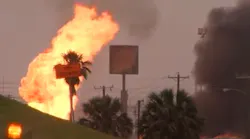 Flames from a massive fire shot as high as 150 feet following a gas line rupture Monday in Corpus Christi.