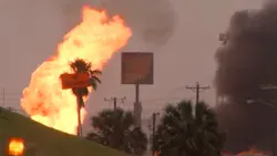 Flames from a massive fire shot as high as 150 feet following a gas line rupture Monday in Corpus Christi.