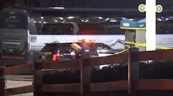 A woman was killed and five other people were wounded after a gunman opened fire on a Greyhound bus headed to the San Francisco Bay area early Monday.