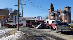 At least eight Manchester, NH, firefighters were injured following an accident with a pickup truck Friday.