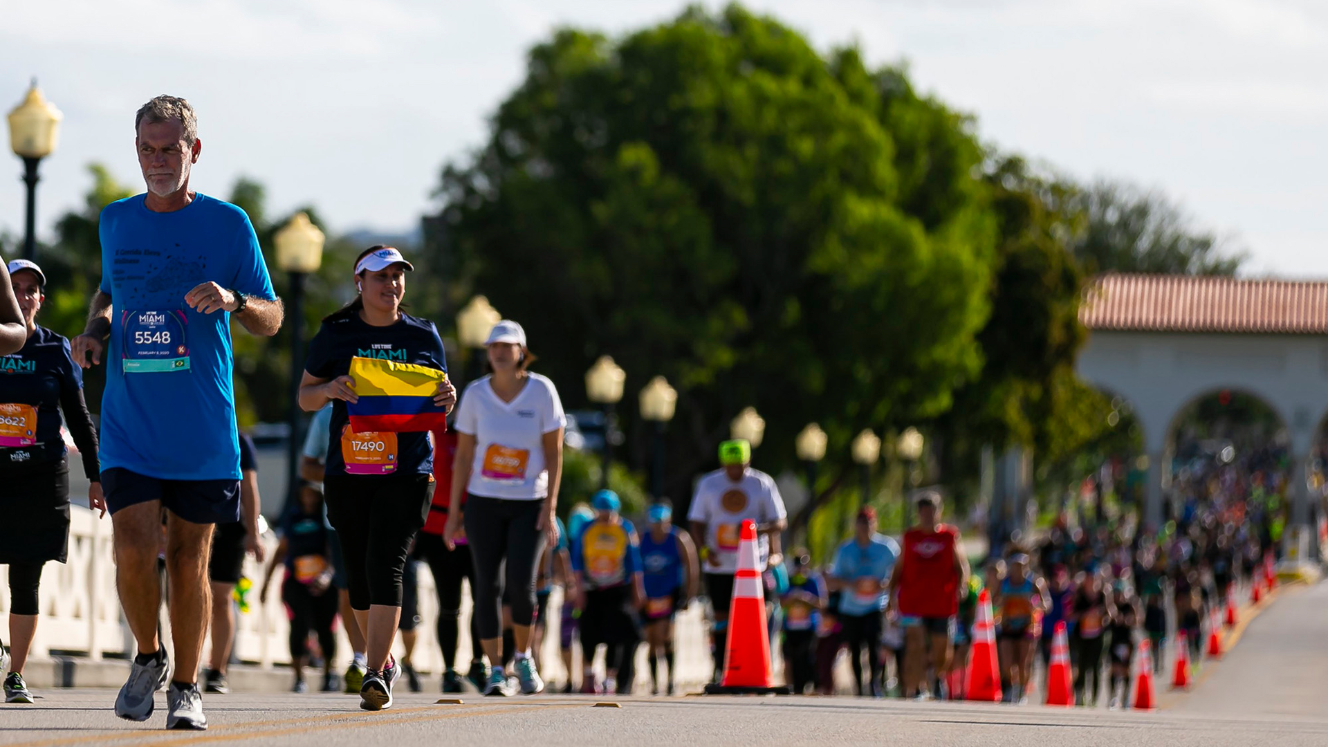 Runners participate in the 18th annual Life Time Miami Marathon and Half Marathon on Sunday.