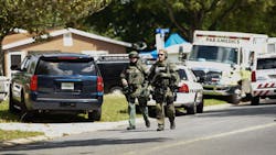 Pinellas Park SWAT officers leave a shooting in 2019. A state law now gives authority to sheriffs and police chief to train SWAT medics to carry firearms in high-risk situations. Pinellas Park SWAT officers leave a shooting in 2019. A state law now gives authority to sheriffs and police chief to train SWAT medics to carry firearms in high-risk situations.