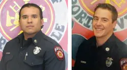 Porterville, CA, Fire Capt. Ramon Figuerora (left) and firefighter Patrick Jones.