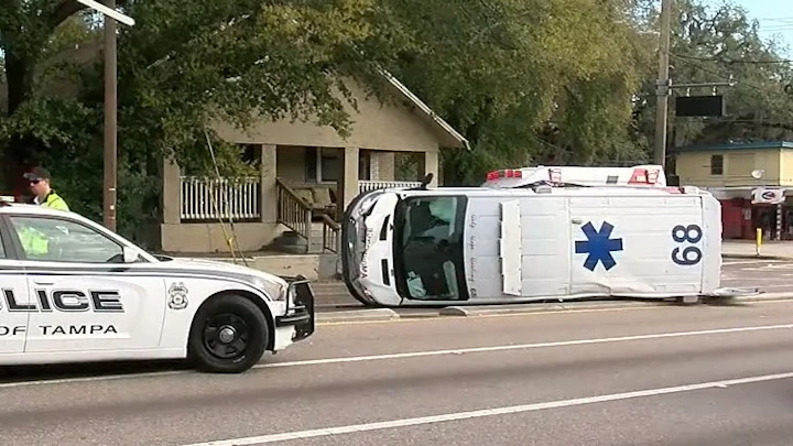 Fl Ambulance Knocked On Side By Driver Running Red Light Firehouse