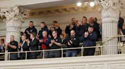 First responders applaud the passage of the first responders workman's compensation bill at the Ohio House of representatives on Wednesday, Feb. 12, 2020.