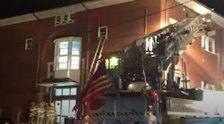 Five firefighters were injured following an explosion while battling a three-alarm blaze at a York, PA, apartment building Saturday.