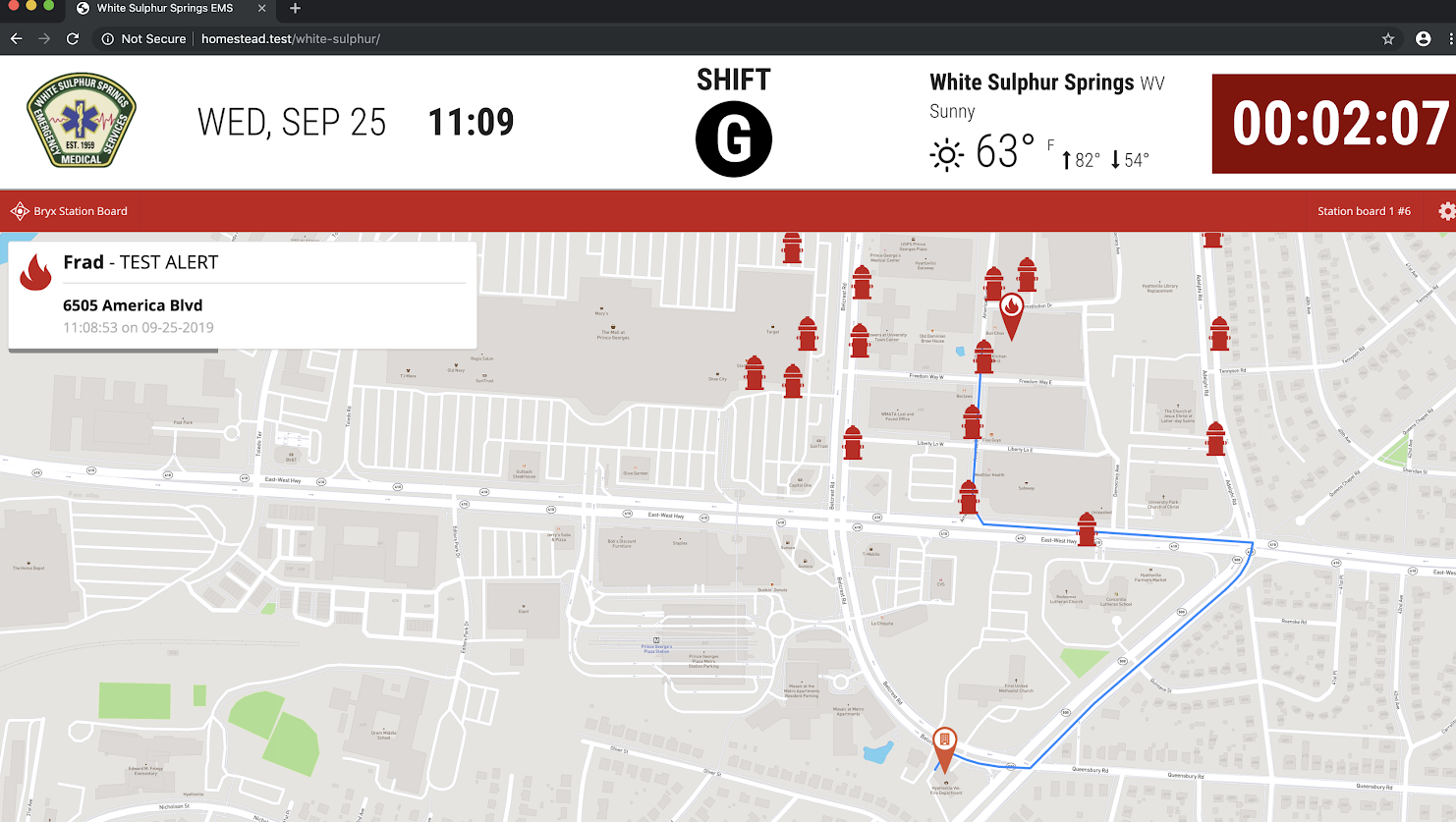 Example Display of the Bryx Station Board Integration with First Arriving's Dashboard.