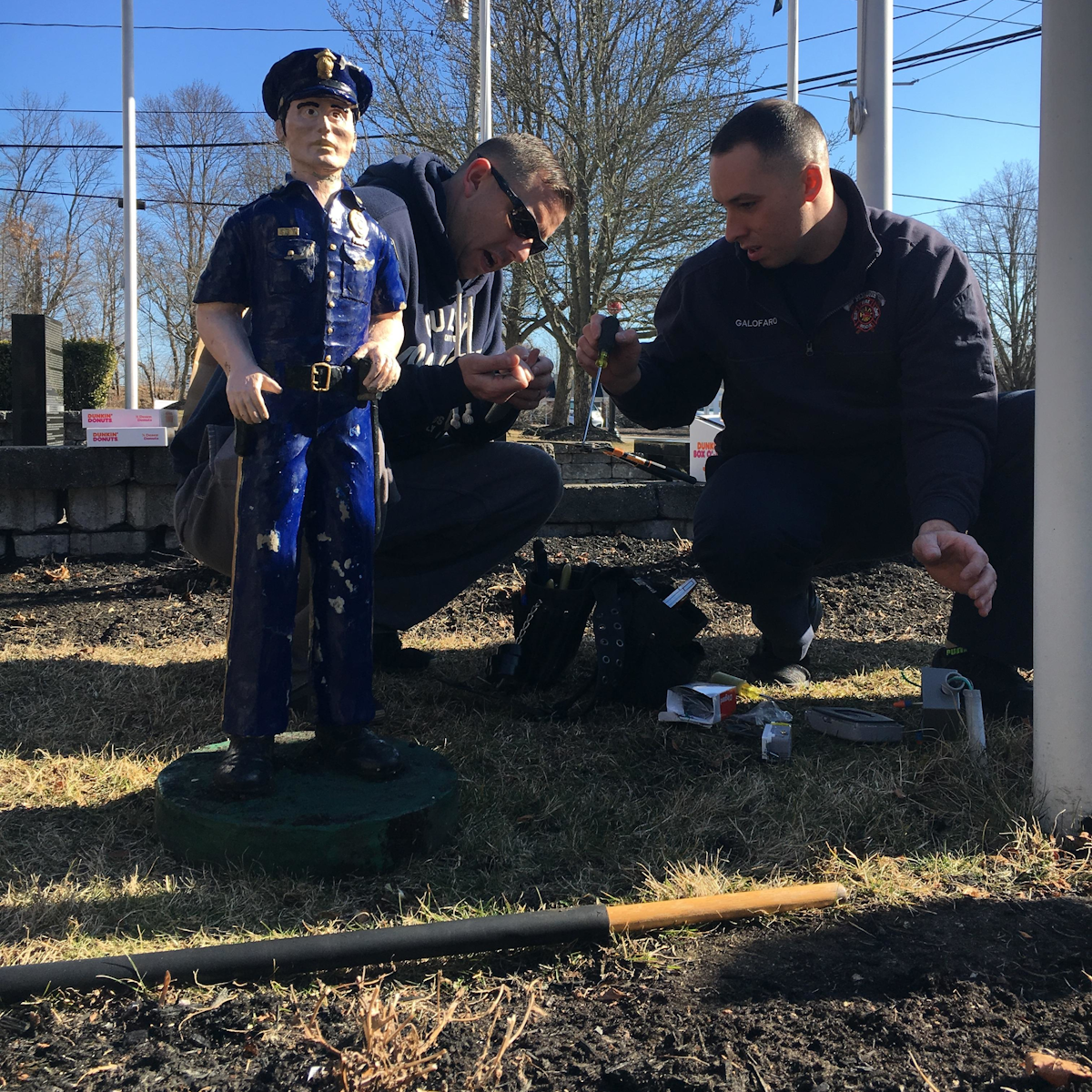 Ma Firefighters Fix Vandalized 9 11 Memorial Firehouse