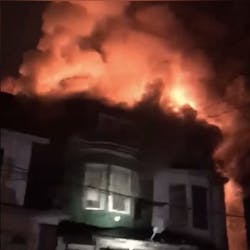 Trenton, NJ, firefighters battled a three-alarm blaze Feb. 2 that consumed several homes. Trenton, NJ, firefighters battled a three-alarm blaze Feb. 2 that consumed several homes.