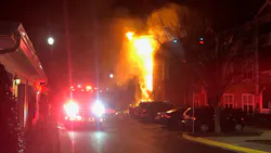 More than 100 firefighters battled a two-alarm blaze that broke out at three-story apartment building in Frederick early Tuesday. More than 100 firefighters battled a two-alarm blaze that broke out at three-story apartment building in Frederick early Tuesday.