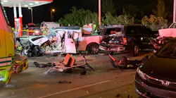 A Miami-Dade fire apparatus on its way to a call collided with another vehicle, setting off a chain reaction crash involving seven other vehicles Thursday night in Opa-Locka, FL.