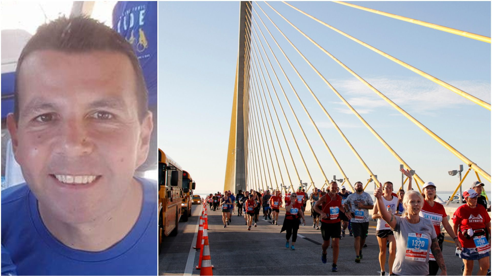 Justin Doyle, 48, collapsed and later died while running in the Skyway 10K race March 1.