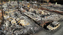 All but a few homes in the Pine Grove Mobile Home Park in Paradise, CA, were destroyed in the Camp Fire, pictured in this November 2018 file photo.