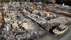 All but a few homes in the Pine Grove Mobile Home Park in Paradise, CA, were destroyed in the Camp Fire, pictured in this November 2018 file photo. All but a few homes in the Pine Grove Mobile Home Park in Paradise, CA, were destroyed in the Camp Fire, pictured in this November 2018 file photo.