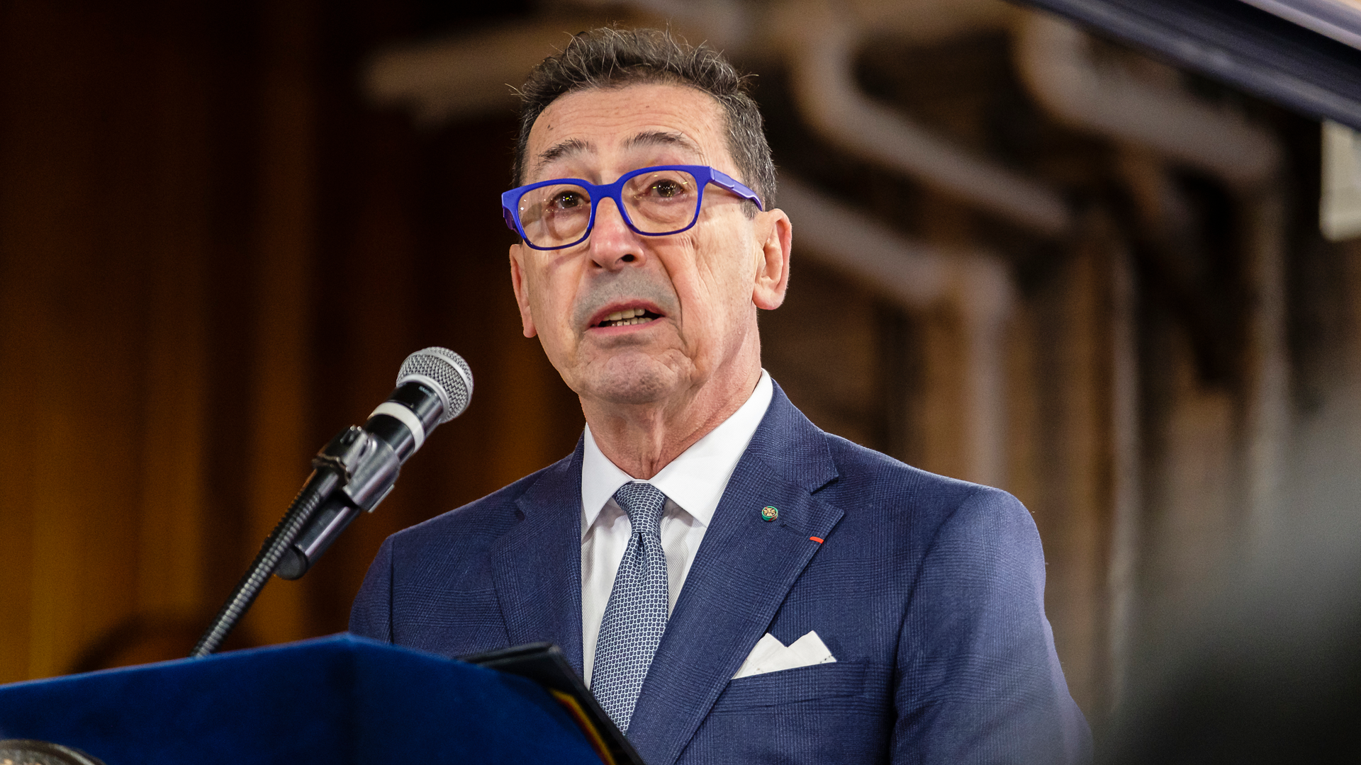 FDNY Commissioner Daniel Nigro speaks during the plaque dedication ceremony to honor Firefighter Steven Pollard at Engine 257/Ladder 170 in Brooklyn on Jan. 6, 2020.