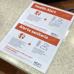 A letter outside Doctor’s Hospital of Sarasota, FL, and at the information desk alerts people about the coronavirus, also called COVID-19. A letter outside Doctor’s Hospital of Sarasota, FL, and at the information desk alerts people about the coronavirus, also called COVID-19.
