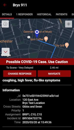 Bryx 911 Covid 19 App Screenshot