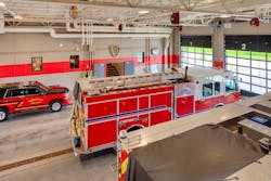 The Fridley Civic Campus included a 24,800-square-foot, six-bay fire station that has radiant floor heating in the apparatus bays. A lifecycle assessment showed that a boiler system was cost-effective. The Fridley Civic Campus included a 24,800-square-foot, six-bay fire station that has radiant floor heating in the apparatus bays. A lifecycle assessment showed that a boiler system was cost-effective.