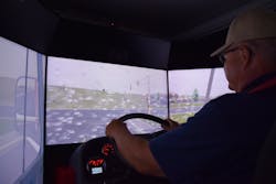 Emergency vehicle simulators can be set to challenge the driver trainee with adverse weather conditions, intersections and speeding automobiles. Emergency vehicle simulators can be set to challenge the driver trainee with adverse weather conditions, intersections and speeding automobiles.