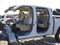 Although the entire door structure of a 2015 F-Series pickup is aluminum alloy, all door hinges, door latches and door locks are made of steel. The roof pillars, rockers, roof rail, fenders, roof panel, floorpan, tailgate and bed are aluminum alloy. Although the entire door structure of a 2015 F-Series pickup is aluminum alloy, all door hinges, door latches and door locks are made of steel. The roof pillars, rockers, roof rail, fenders, roof panel, floorpan, tailgate and bed are aluminum alloy.