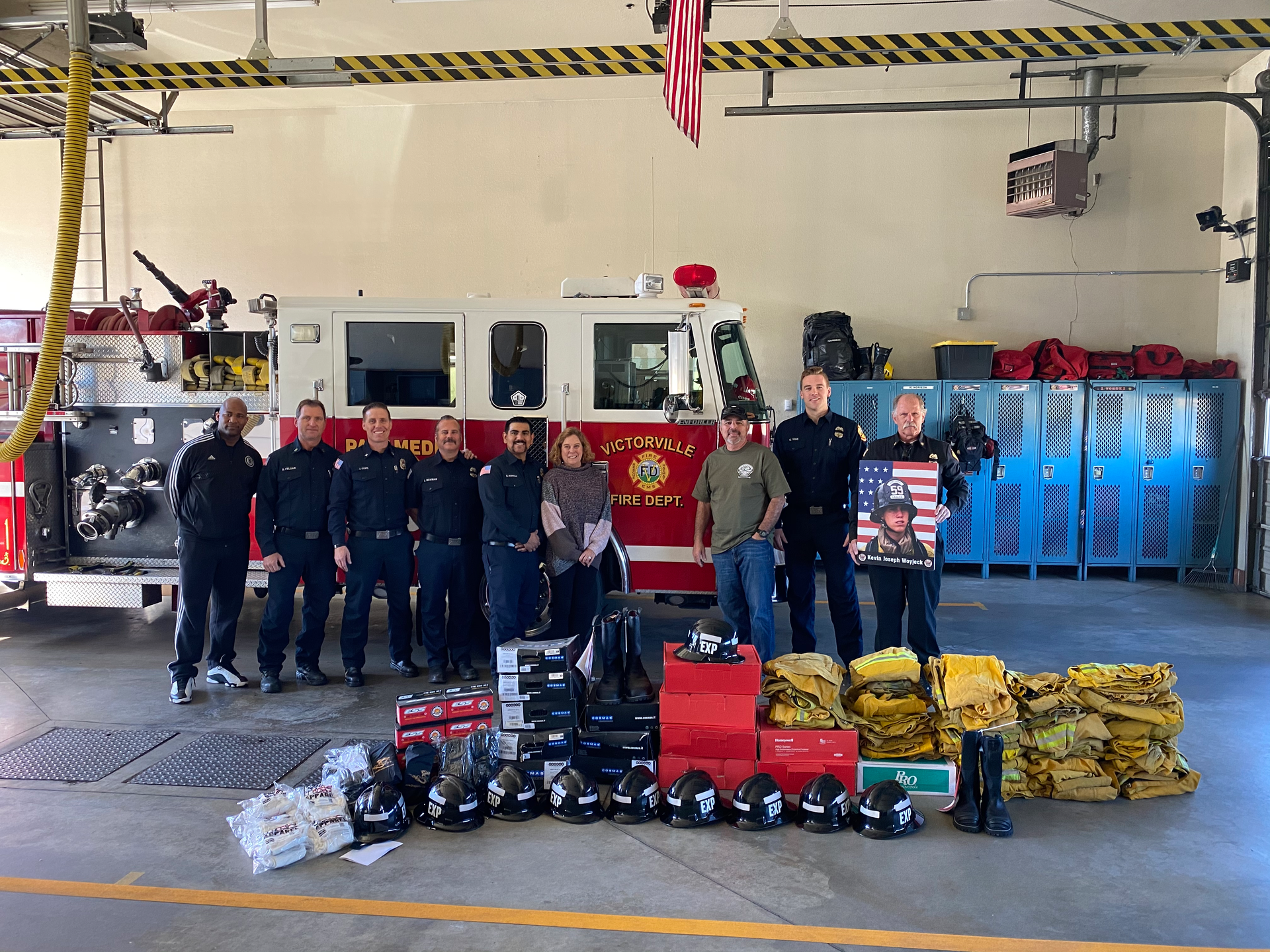 Joe and Anna Woyjeck stopped to make a $10,000 donation to the Victorville, CA, Fire Department as they begin an explorer post.