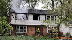 Two Anne Arundel County, MD, firefighters were injured battling a blaze that broke out at a two-story home in Crofton on Thursday.