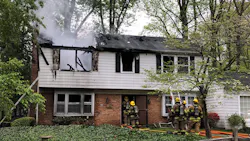 Two Anne Arundel County, MD, firefighters were injured battling a blaze that broke out at a two-story home in Crofton on Thursday. Two Anne Arundel County, MD, firefighters were injured battling a blaze that broke out at a two-story home in Crofton on Thursday.