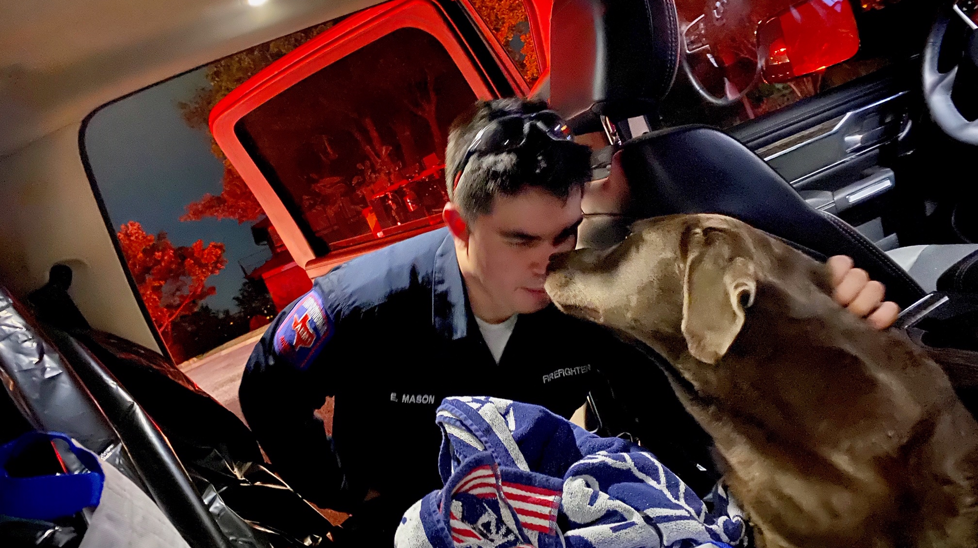 Arlington, TX, firefighters rescued Ranger, a 2-year-old Labrador who fell 25 feet into a septic tank Wednesday night.