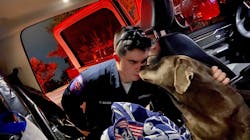 Arlington, TX, firefighters rescued Ranger, a 2-year-old Labrador who fell 25 feet into a septic tank Wednesday night.