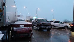 Fourteen people were injured in a 50-car pileup on Chicago's Kennedy Expressway on Wednesday, according to fire officials. Fourteen people were injured in a 50-car pileup on Chicago's Kennedy Expressway on Wednesday, according to fire officials.