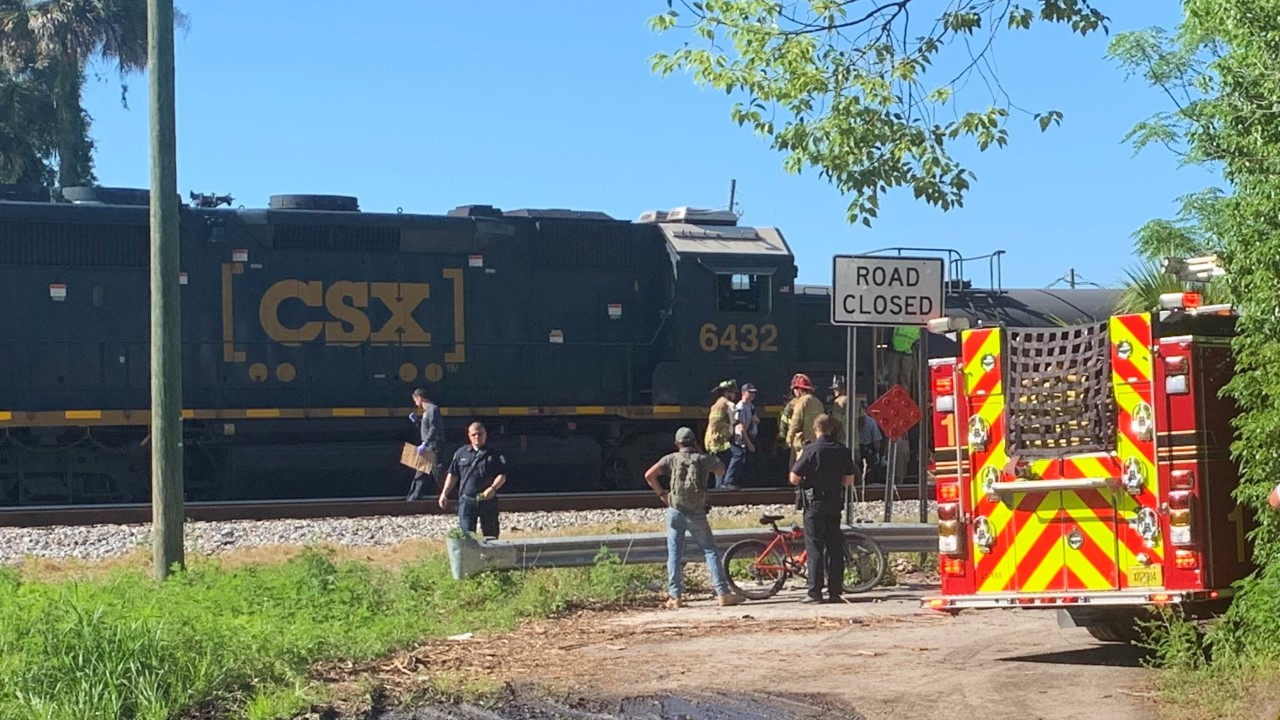 Ocala, FL, firefighters rescued a person who was struck by and pinned underneath a train Monday.