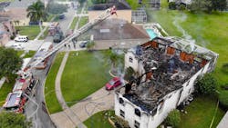 An Osceola County, FL, apparatus was struck by gunfire as firefighters battled a residential blaze early Monday. An Osceola County, FL, apparatus was struck by gunfire as firefighters battled a residential blaze early Monday.
